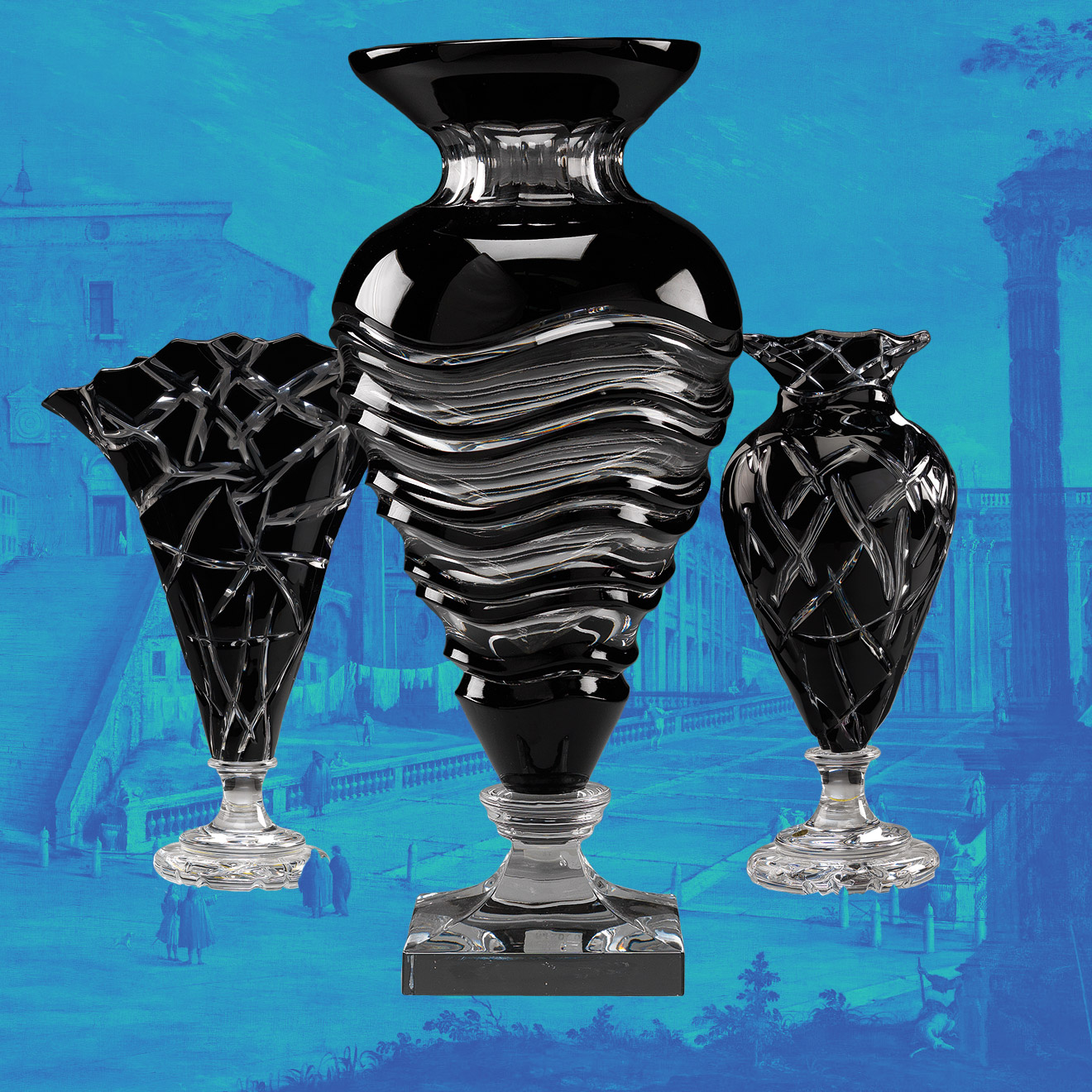 5 crystal black vase nuovacev canaletto